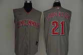 Reds 21 Michael Lorenzen Gray Nike Cool Base Sleeveless Jersey,baseball caps,new era cap wholesale,wholesale hats